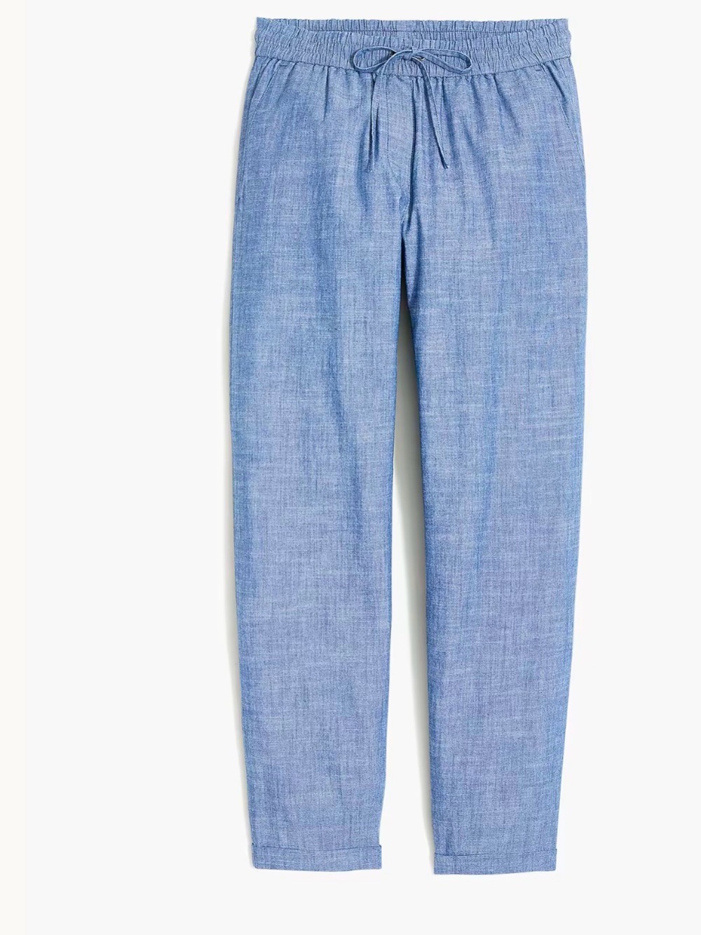 J. Crew Elastic Waist Cropped Chambray Pants